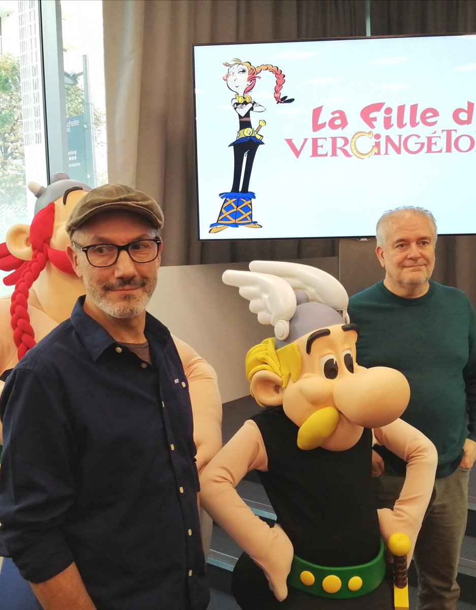 Jean-Yves Ferri et Didier Conrad avec Asterix et Obelix (© M. Ghisalberti /PUTSCH)